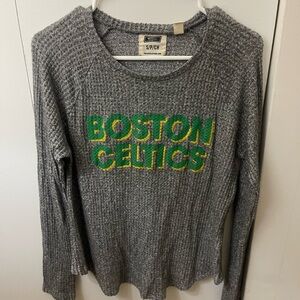Tailgate American Eagle Boston Celtics Waffle Shirt Long Sleeve Gray, Small